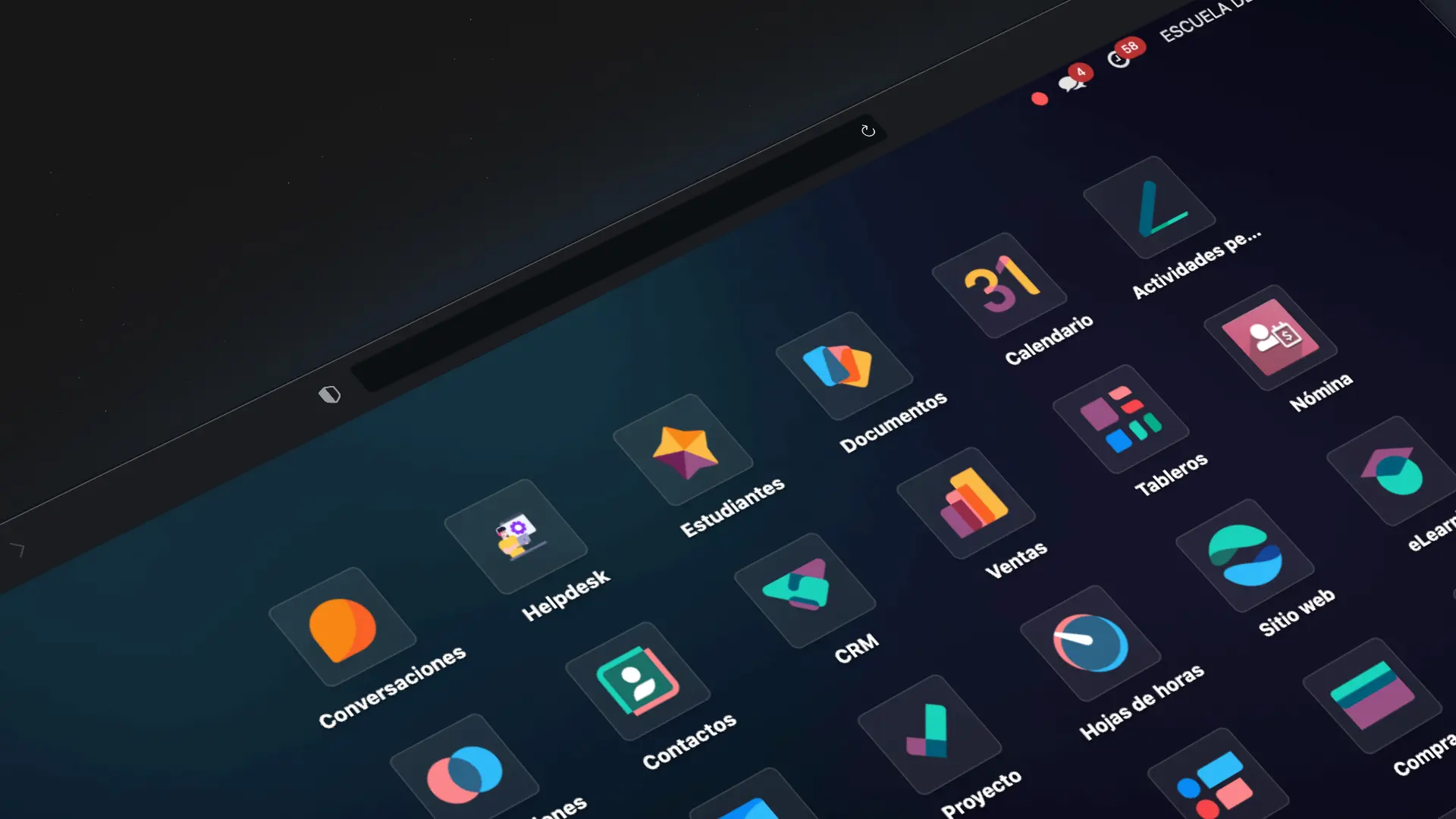 Screenshot del proyecto Odoo v17 Escuela de Derecho LP